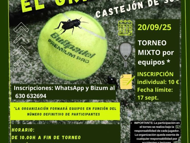 1º Torneo Social de Pádel El Grillo - Sábado 20 septiembre 2025