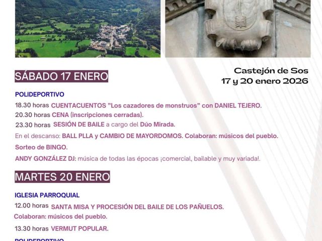 FIESTAS DE SAN SEBASTIÁN 2026 - Días 17 y 20 de enero